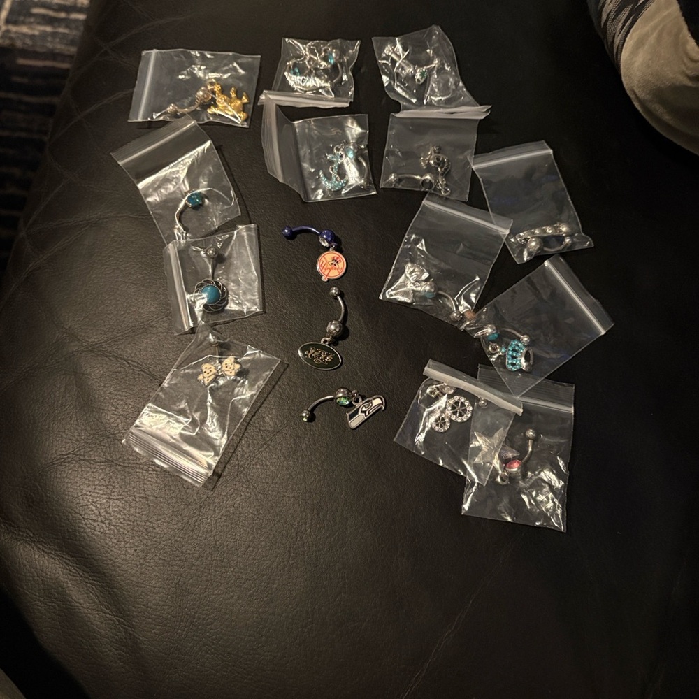 Assorted Belly Button Rings With Gem Accents 16 P… - image 8